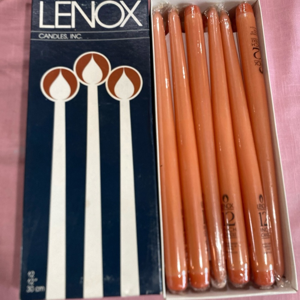 12 Vintage‎ LENOX 12”Tapers CANDLES #505 Peach/ Melon New Old Stock 1978
